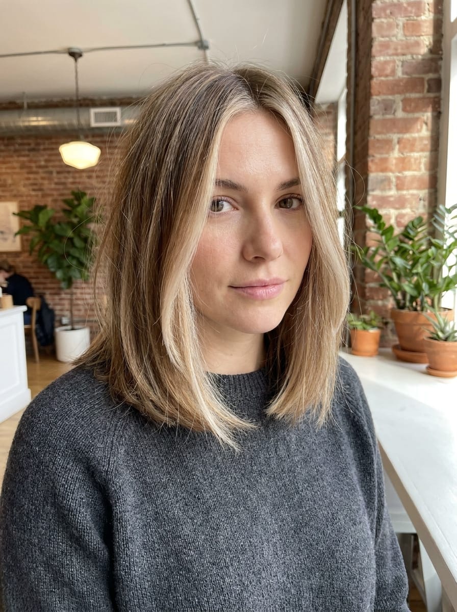 Bronde mit hellem Money Piece - Zweifarbige Haarfarbe